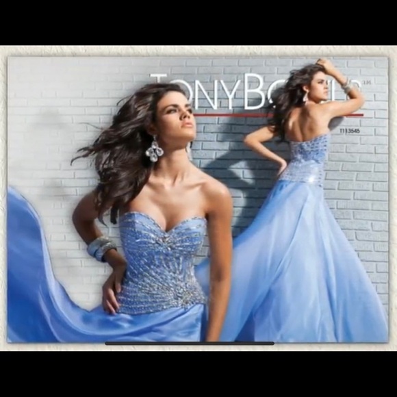 Tony Bowls Le Gala 113545 Jeweled Strapless Prom Dress Gown